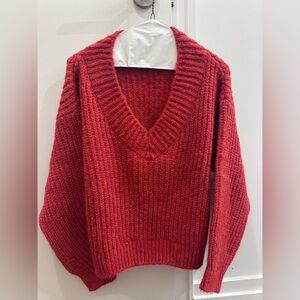 GREAT CONDITION - Topshop Red V-Neck Sweater, Size S